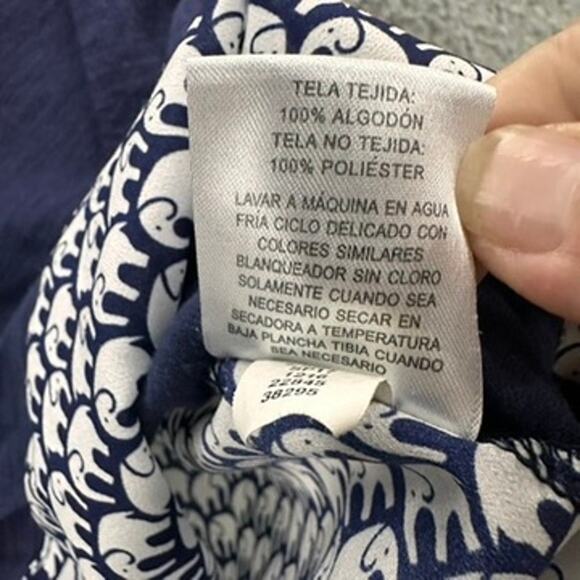 Maison Jules Medium Blue Elephant Blouse Casual Fun Animals Lightweight - Picture 7 of 9